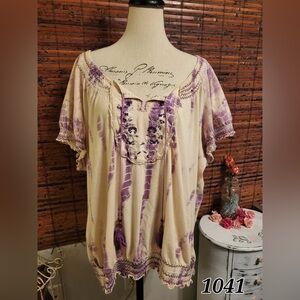 Chic Purple and Cream Women's Blouse